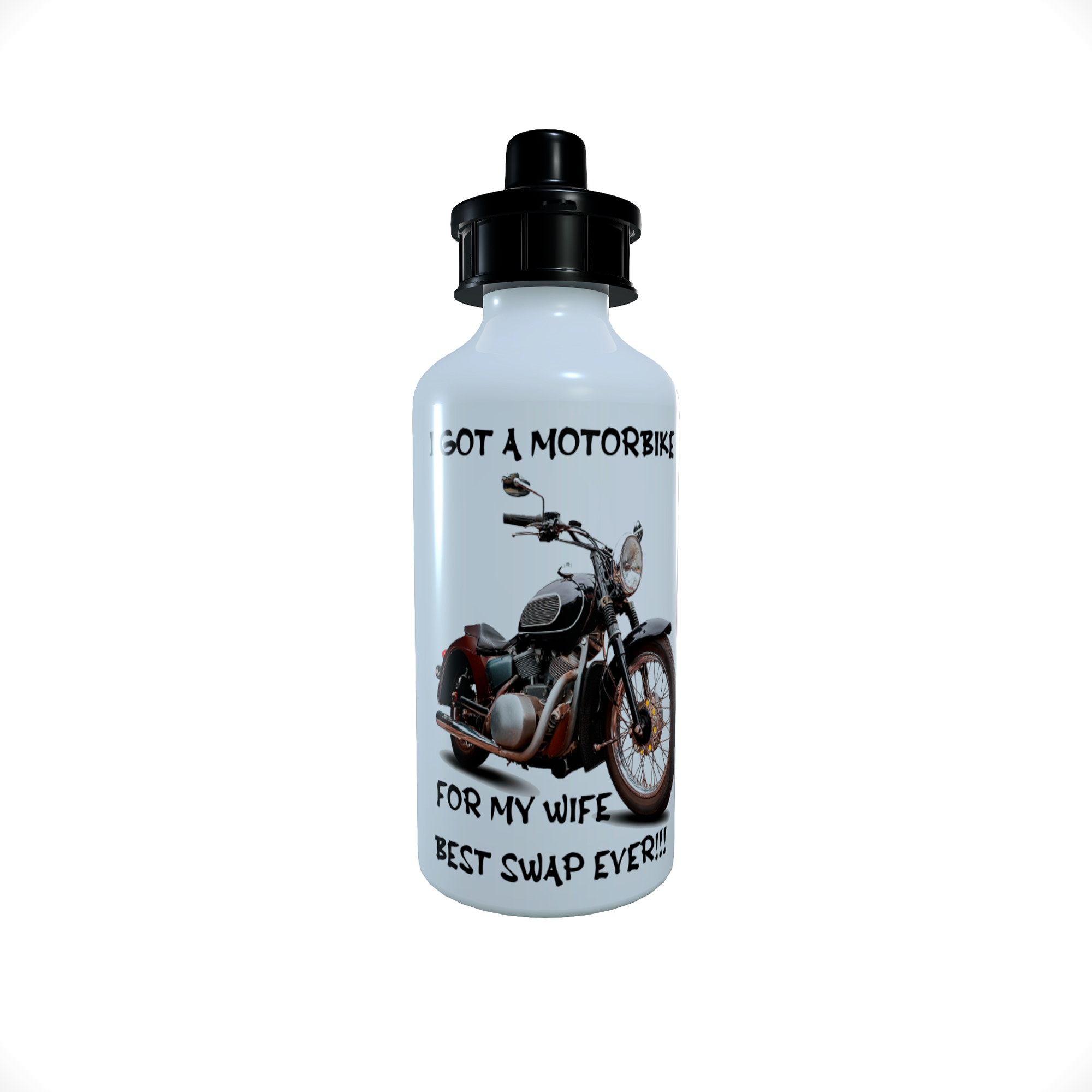 I Got a Motorbike For My Wife.... 600ml Sports Bottle - Click Image to Close